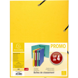 Lot de 4 boîtes de classement dos 25mm carte marbrée - A4