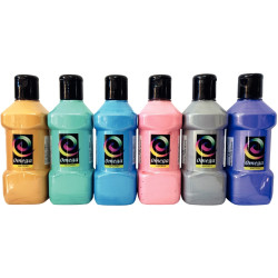 Lot de 6 flacons de 250ml de peinture vinylique plastifiante, couleurs