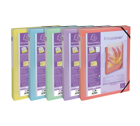 Boite de classement polypropylène Kreacover Pastel dos 40mm - A4