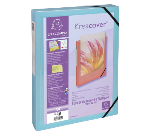 Boite de classement polypropylène Kreacover Pastel dos 40mm - A4