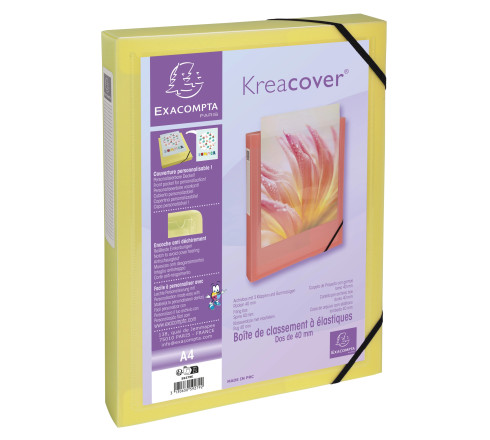 Boite de classement polypropylène Kreacover Pastel dos 40mm - A4