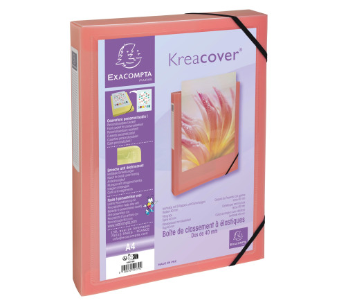 Boite de classement polypropylène Kreacover Pastel dos 40mm - A4