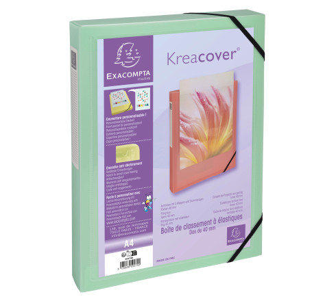 Boite de classement polypropylène Kreacover Pastel dos 40mm - A4