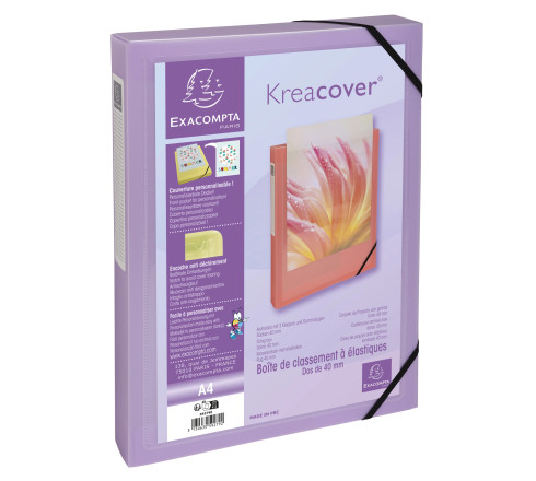 Boite de classement polypropylène Kreacover Pastel dos 40mm - A4