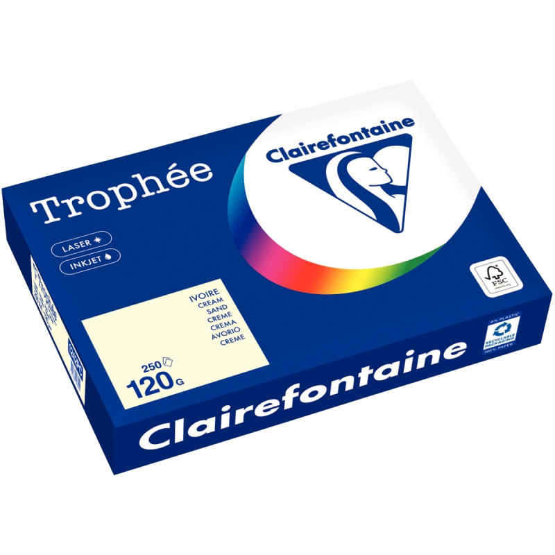 Paquet de 250 feuilles format A4 120g ivoire CLAIREFONTAINE