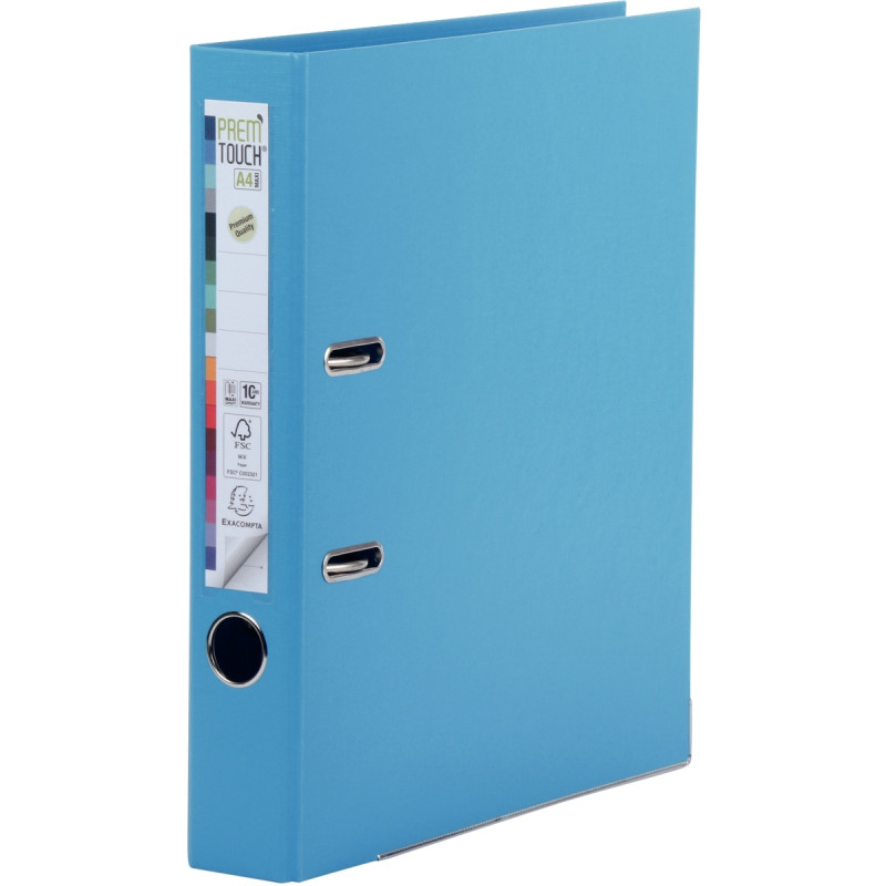 Classeur à levier PREM'TOUCH format A4+, dos 5 cm, bleu clair