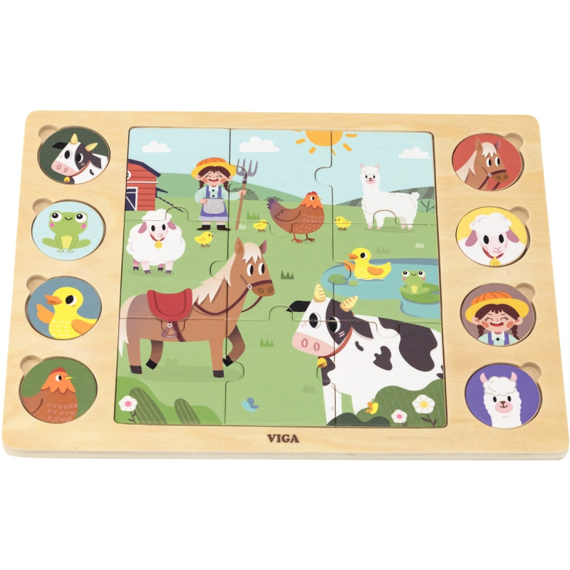 Puzzle en bois cherche et trouve, la ferme