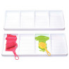 Palette à rouleaux, 4 compartiments en plastique blanc de dimensions 5