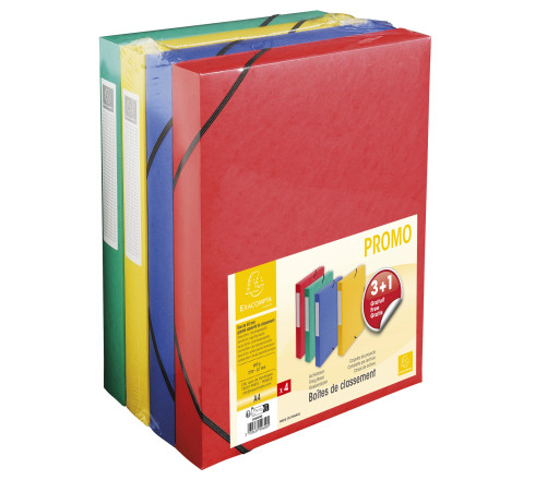 Lot de 4 boîtes de classement dos 40mm carte marbrée - A4
