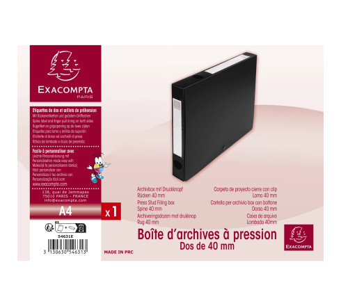 Boite de classement à pression Dos 40mm polypropylène 7/10e Opaque - A4