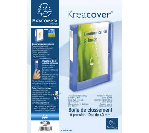 Boite de classement à pression Dos 40mm polypropylène chromaline 7/10e Krea Cover