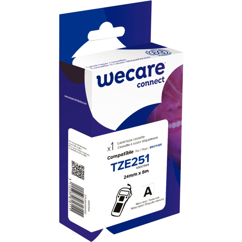 Recharge BROTHER TZe251 noir sur blanc 24 mm compatible