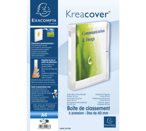 Boite de classement à pression Dos 40mm polypropylène chromaline 7/10e Krea Cover
