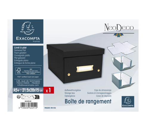 Boîte de rangement à plat carton 20x26x15cm Néo Déco