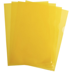 Boîte de 100 pochettes coin en polypropylène grainé 9/100ème, jaune
