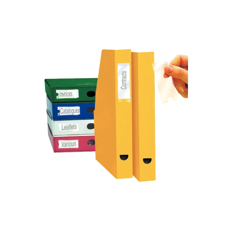 Blister de 6 porte-étiquettes adhésives en polypropylène format 55x102