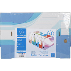 Lot 5 boites archive dos 80mm carton ondulé