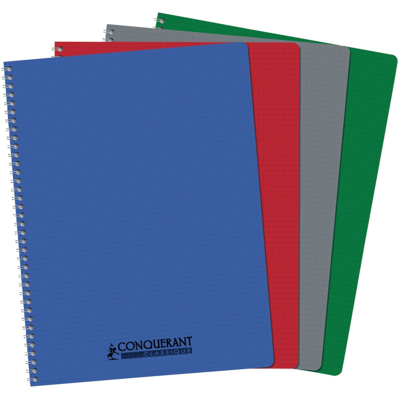 Reliure intégrale 180 pages CONQUERANT, A4, 5x5, couverture polypropyl