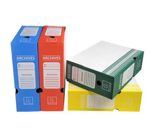 Boite archive Dos 100mm carton ondulé couleurs - 25x34cm