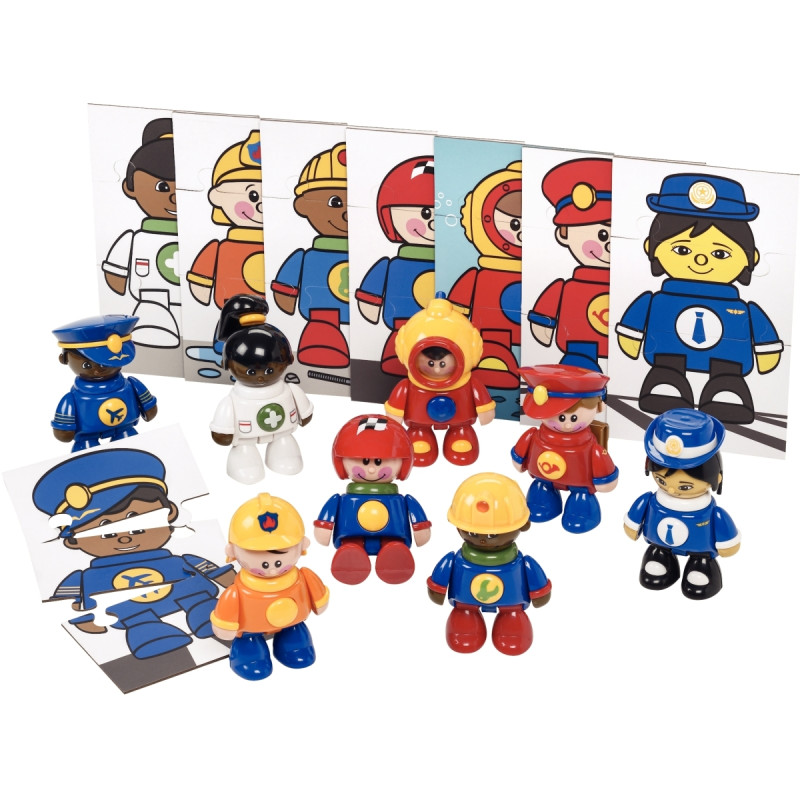 Lot de 8 personnages les métiers TOLO + 8 puzzles