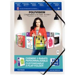 Chemise 3 rabats à élastiques personnalisable POLYVISION en polypropyl