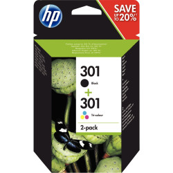 HP 301 pack de 2 cartouches d'encre noire et trois couleurs authentiqu