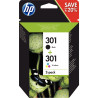 HP 301 pack de 2 cartouches d'encre noire et trois couleurs authentiqu