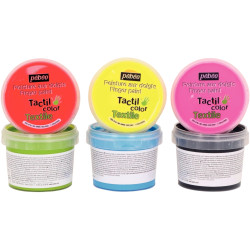 Lot de 6 pots 100ml de peinture aux doigts pour textile, assortiment 1