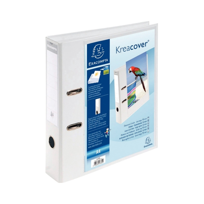 Classeur à levier personnalisable KREACOVER dos 7 cm, blanc