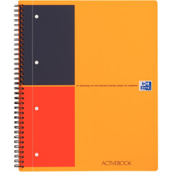 Cahier à reliure intégrale ACTIVEBOOK format A4+ ligné 6 mm, 160 pages