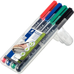 Pochette de 4 feutres Lumocolor permanent 0,4mm assortis