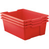 Lot 3 bacs en plastique grands modèles rouge