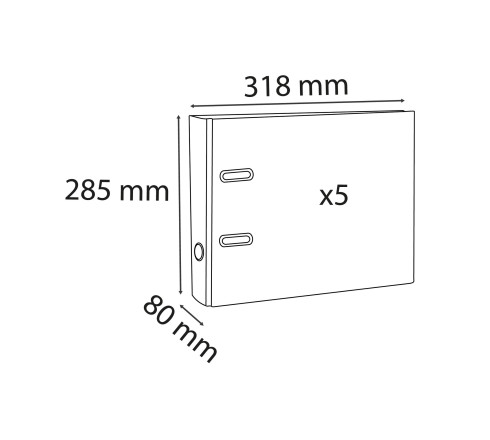 Lot de 5 classeurs à levier intérieur et extérieur en polypropylène - dos de 80mm - mécanique Prem'Touch - format à classe