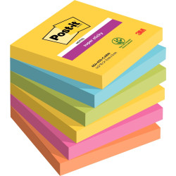 Paquet de 6 blocs de 90 feuilles Super Sticky post-it, 76 x 76 mm, cou