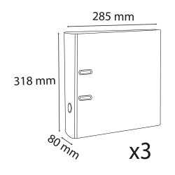Lot de 3 classeurs à levier - dos de 80mm - format à classer A4 - extérieur en polypropylène / intérieur en papier