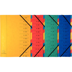 Trieur dos agrafé avec élastiques 12 compartiments, coloris assortis