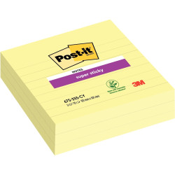 Paquet de 3 blocs notes Super Sticky lignées 70 feuilles, format : 101