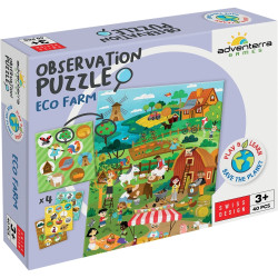 Puzzle d'observation 40 pièces, la ferme écolo
