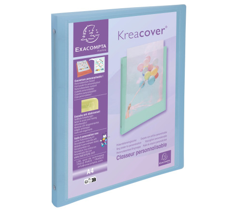 Classeur 4 anneaux 15mm polypropylène Kreacover Pastel - A4