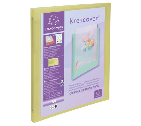 Classeur 4 anneaux 15mm polypropylène Kreacover Pastel - A4