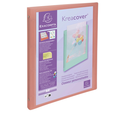 Classeur 4 anneaux 15mm polypropylène Kreacover Pastel - A4