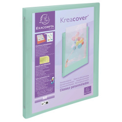 Classeur 4 anneaux 15mm polypropylène Kreacover Pastel - A4