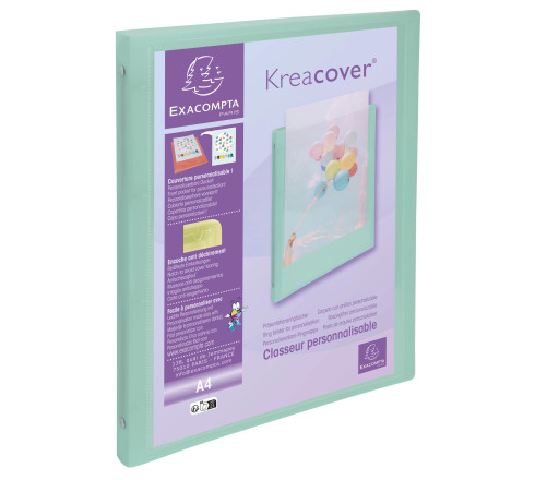 Classeur 4 anneaux 15mm polypropylène Kreacover Pastel - A4