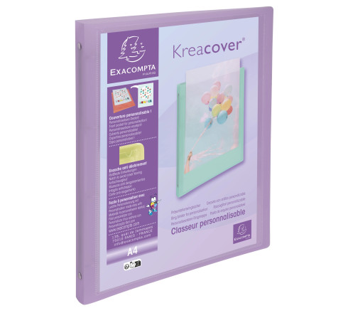 Classeur 4 anneaux 15mm polypropylène Kreacover Pastel - A4