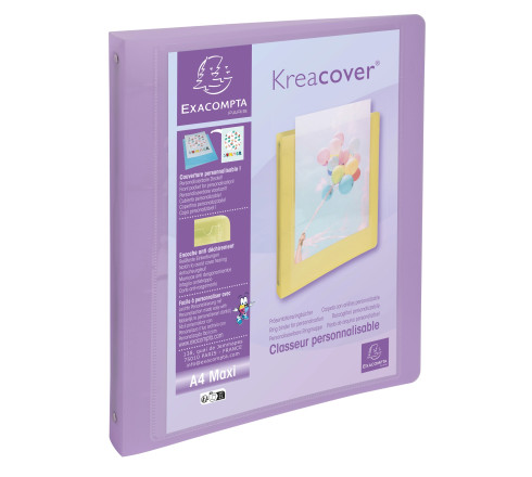 Classeur 4 anneaux 30mm polypropylène Kreacover Pastel - A4 Maxi