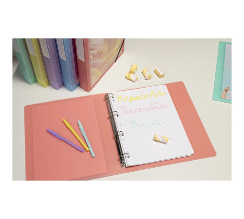 Classeur 4 anneaux 30mm polypropylène Kreacover Pastel - A4 Maxi