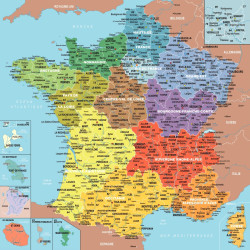 Puzzle en bois d'environ 100 pièces, la carte des départements de Fran