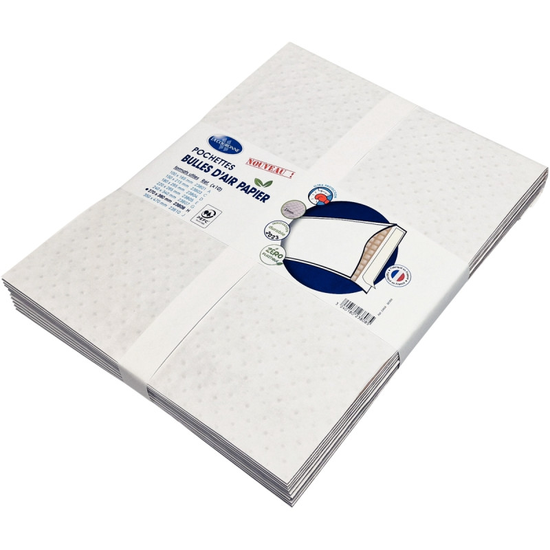 Paquet de 10 pochettes bulle air blanc 270 x 360 mm
