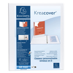 Classeur personnalisable rigide 2 poches KreaCover - 2 anneaux en D 30mm - A4 maxi