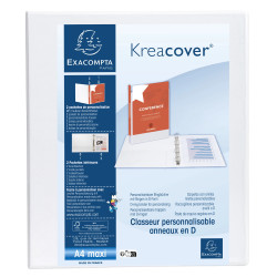 Classeur personnalisable rigide 2 poches KreaCover - 2 anneaux en D 40mm - A4 maxi